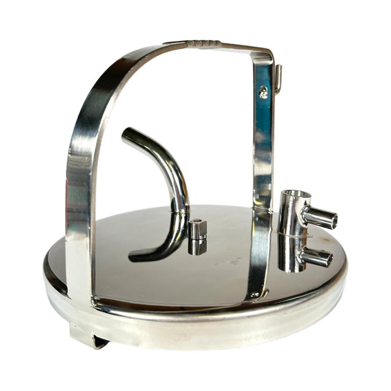 Edelstahl Melkeimerdeckel passend GEA/Westfalia,mit Ausgang, 19mm Stutzen, für 143mm Bügelhöhe, inkl. Dichtung