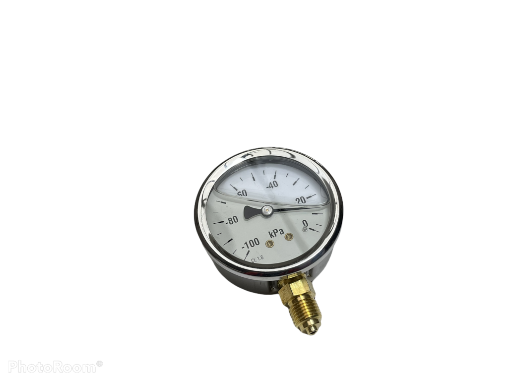 Glycerin Vakuumuhr 1/4“ Anschluss, Edelstahlgehäuse ø 63 mm