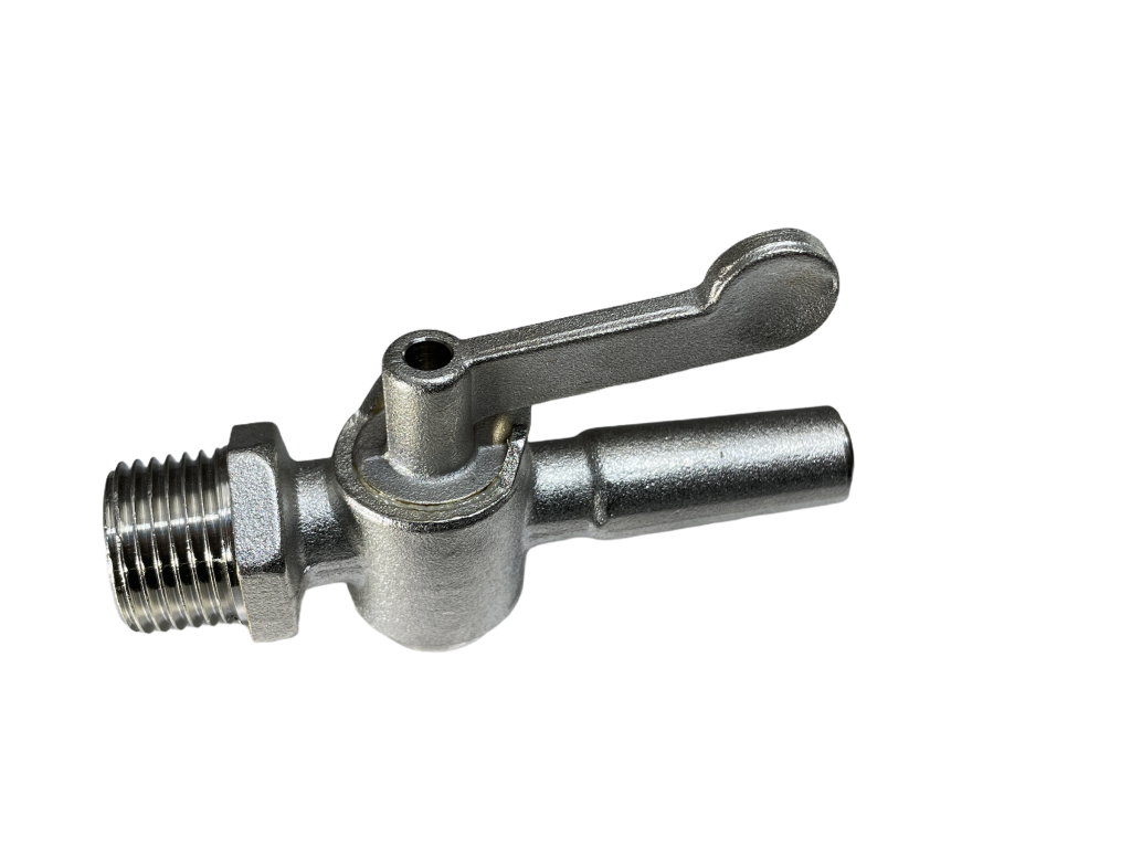 Vakuumhahn für 3/8" Bohrung, vernickelt, gerade, Anschluss ø 14 mm, passend für 2031300