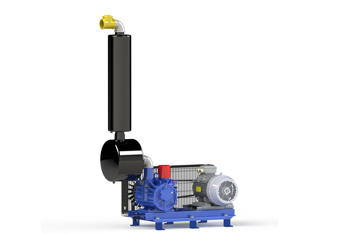 Vakuumpumpe GPV 3300 auf Konsole komplett, 2700 Liter/Minute, 5,5 KW / 7,5 PS , inkl. Ölabscheider, Öler und Schalldämpfer