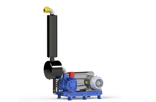 Vakuumpumpe GPV 3300 auf Konsole komplett, 2700 Liter/Minute, 5,5 KW / 7,5 PS , inkl. Ölabscheider, Öler und Schalldämpfer